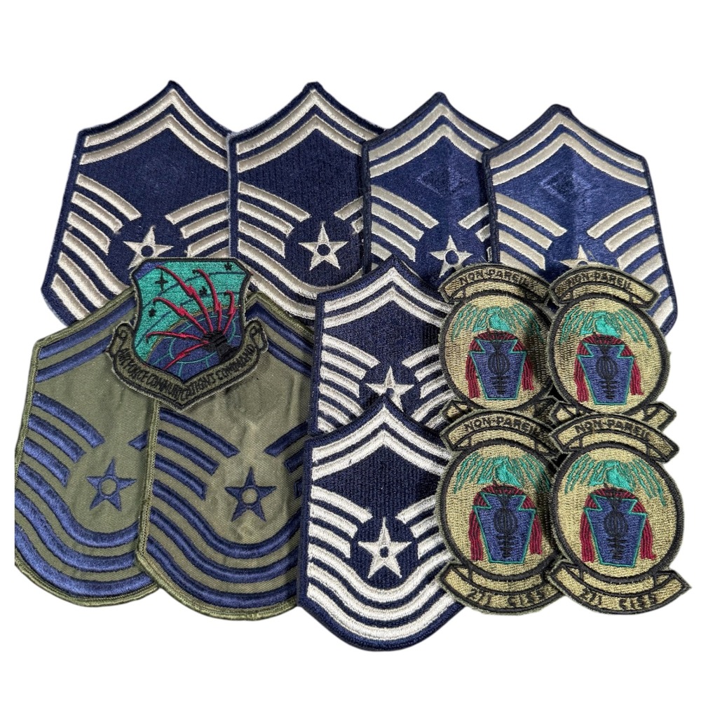 US Air Force Military Rank Unit Patch Lot Of 13 Insignia Drab USAF Memorabilia